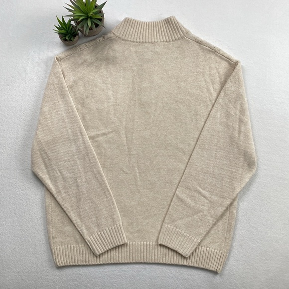 Joseph Abboud Cable/Shaker Knit Mock Neck LS Quarter Button Pullover Sweater - Picture 2 of 16